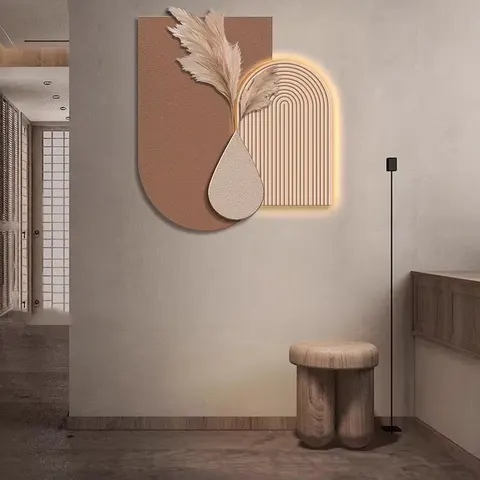 城市 单幅 装饰画 现代简约 餐厅背景墙挂画 LED带灯画