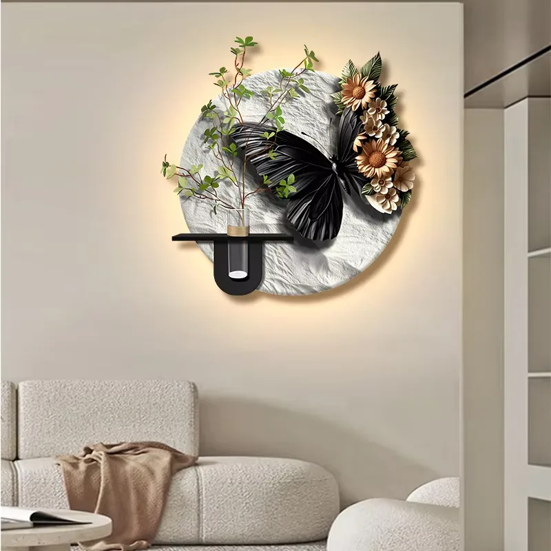 植物 单幅 装饰画 现代简约 餐厅背景墙挂画 LED带灯画