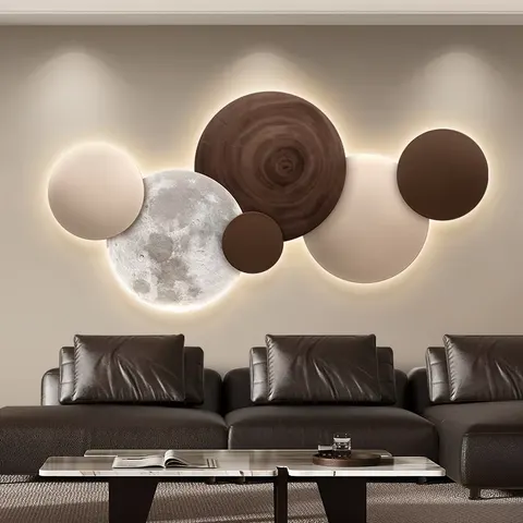 日月星辰 单幅 装饰画 现代简约 客厅背景墙挂画 LED带灯画