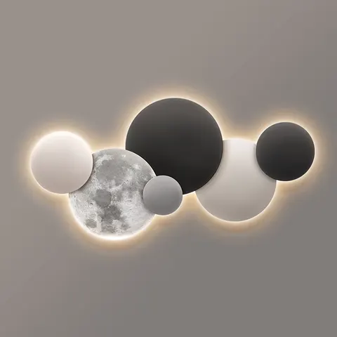 日月星辰 单幅 装饰画 现代简约 客厅背景墙挂画 LED带灯画