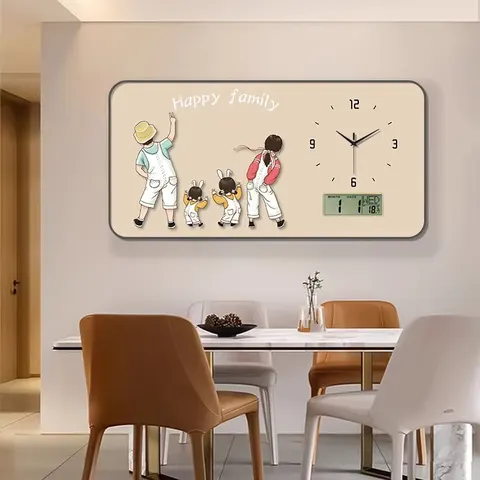 挂钟组合 单幅 装饰画 现代简约 餐厅背景墙挂画 晶瓷画