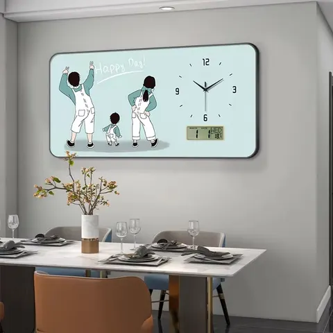 挂钟组合 单幅 装饰画 现代简约 餐厅背景墙挂画 晶瓷画