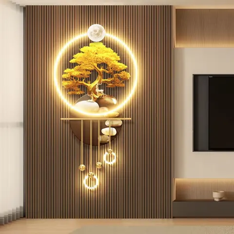 植物 单幅 装饰画 现代简约 客厅背景墙挂画 LED带灯画