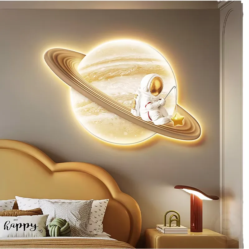 日月星辰 单幅 装饰画 现代简约 玄关背景墙挂画 LED带灯画