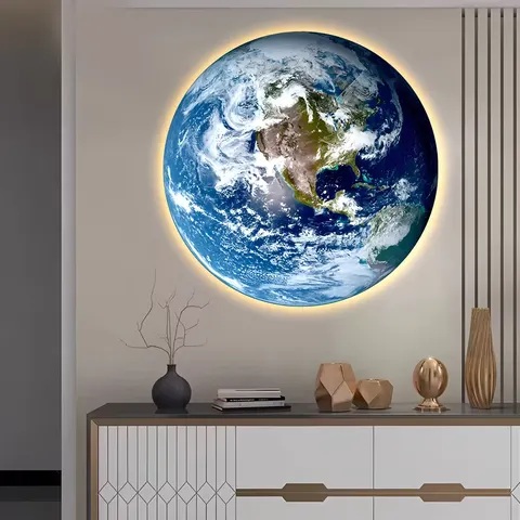 日月星辰 单幅 装饰画 现代简约 玄关背景墙挂画 LED带灯画