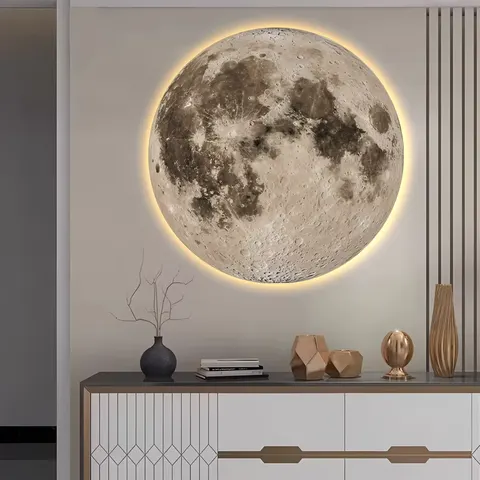 日月星辰 单幅 装饰画 现代简约 玄关背景墙挂画 LED带灯画