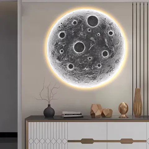 日月星辰 单幅 装饰画 现代简约 玄关背景墙挂画 LED带灯画