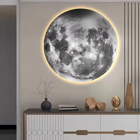 日月星辰 单幅 装饰画 现代简约 玄关背景墙挂画 LED带灯画