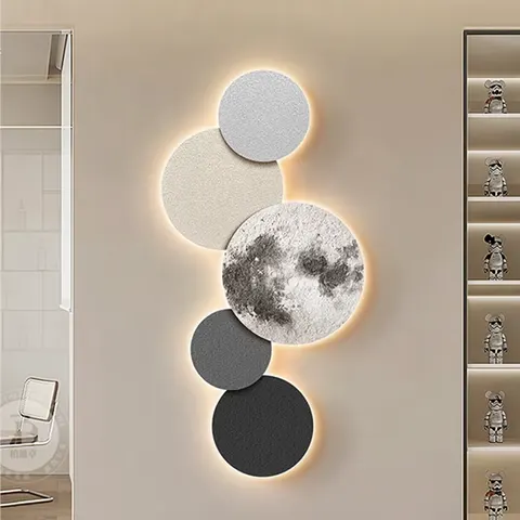 日月星辰 单幅 装饰画 现代简约 玄关背景墙挂画 LED带灯画