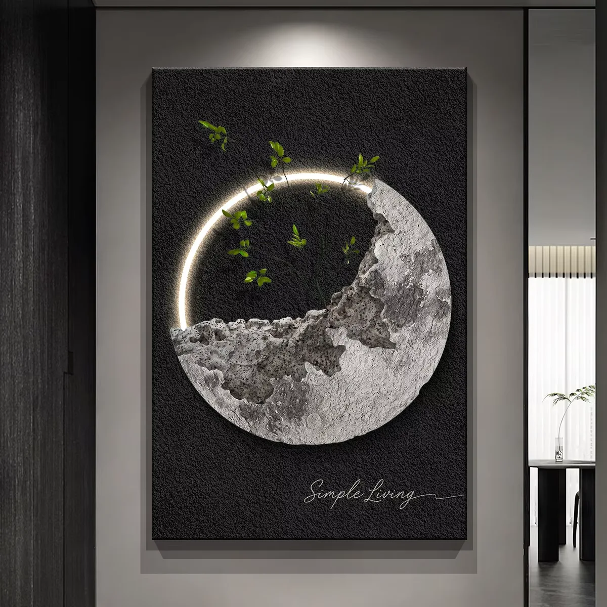 日月星辰 单幅 装饰画 现代简约 客厅背景墙挂画 LED带灯画