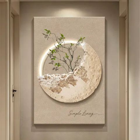 日月星辰 单幅 装饰画 现代简约 客厅背景墙挂画 LED带灯画