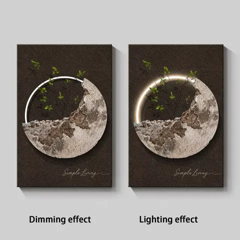 日月星辰 单幅 装饰画 现代简约 客厅背景墙挂画 LED带灯画
