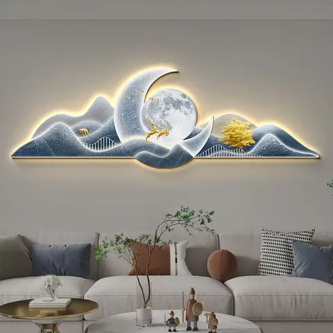 山水 单幅 装饰画 轻奢风 客厅背景墙挂画 晶瓷画