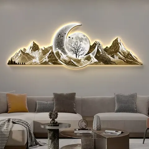 山水 单幅 装饰画 轻奢风 客厅背景墙挂画 晶瓷画