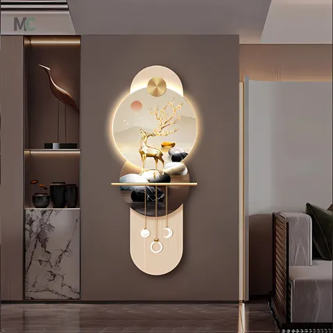 抽象 单幅 装饰画 现代简约 玄关背景墙挂画 LED带灯画