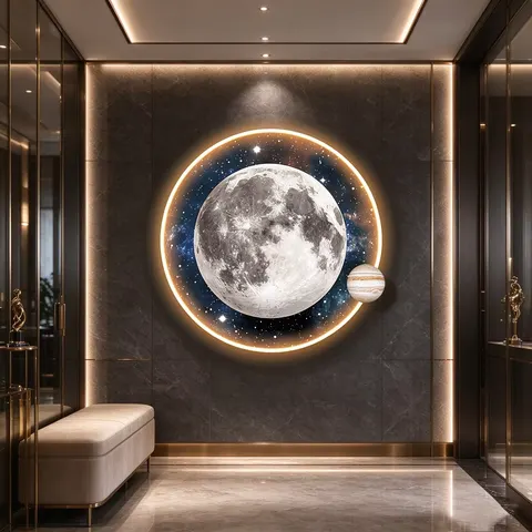 抽象 单幅 装饰画 现代简约 酒店背景墙挂画 LED带灯画