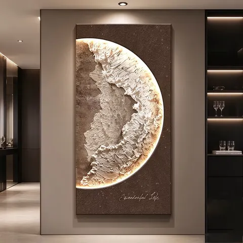 日月星辰 单幅 装饰画 轻奢风 玄关背景墙挂画 LED带灯画