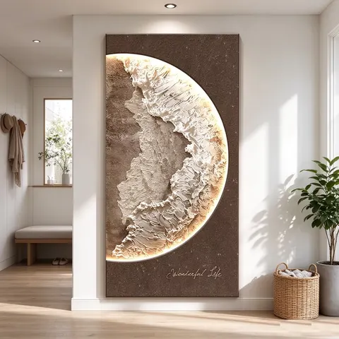 日月星辰 单幅 装饰画 轻奢风 玄关背景墙挂画 LED带灯画