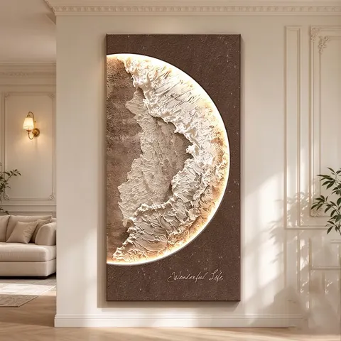 日月星辰 单幅 装饰画 轻奢风 玄关背景墙挂画 LED带灯画