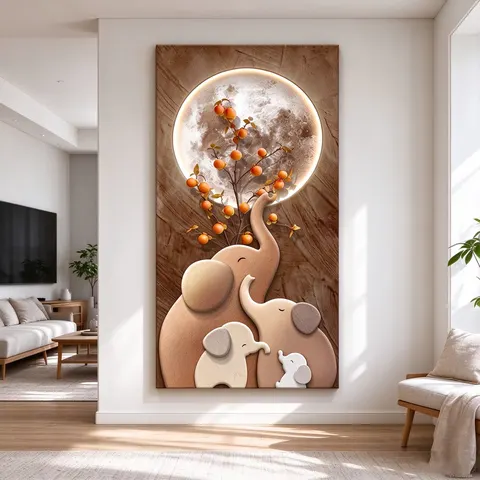 日月星辰 单幅 装饰画 现代简约 玄关背景墙挂画 LED带灯画