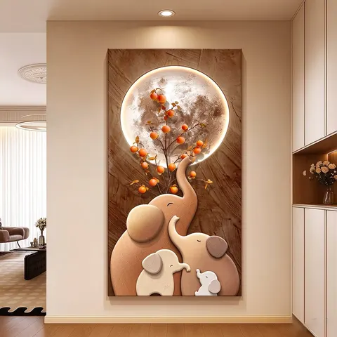 日月星辰 单幅 装饰画 现代简约 玄关背景墙挂画 LED带灯画