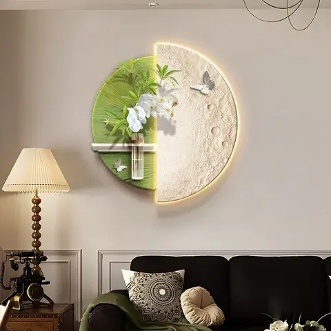 植物 单幅 装饰画 现代简约 客厅背景墙挂画 LED带灯画