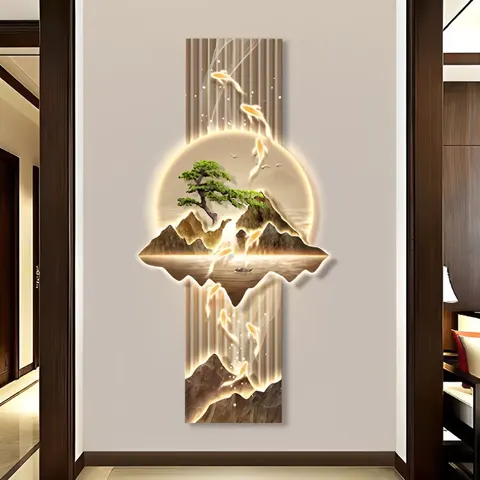 抽象 单幅 装饰画 现代简约 玄关背景墙挂画 LED带灯画