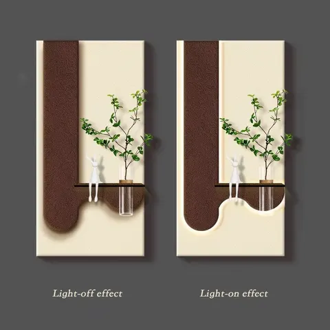 植物 单幅 装饰画 现代简约 客厅背景墙挂画 LED带灯画