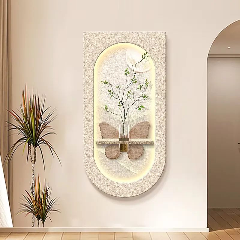 植物 单幅 装饰画 现代简约 玄关背景墙挂画 LED带灯画