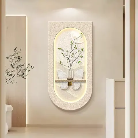 植物 单幅 装饰画 现代简约 玄关背景墙挂画 LED带灯画