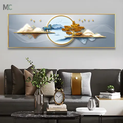 山水 单幅 装饰画 新中式 客厅背景墙挂画 晶瓷画