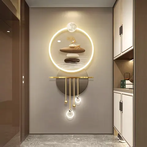 抽象 单幅 装饰画 现代简约 玄关背景墙挂画 LED带灯画
