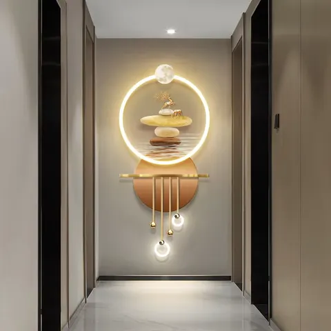 抽象 单幅 装饰画 现代简约 玄关背景墙挂画 LED带灯画