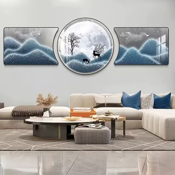 抽象 单幅 装饰画 现代简约 客厅背景墙挂画 LED带灯画