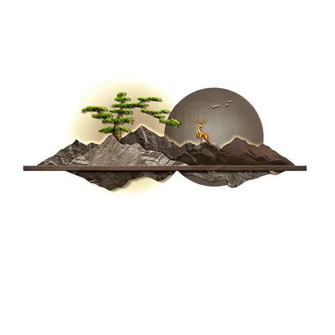 抽象 单幅 装饰画 新中式 客厅背景墙挂画 LED带灯画