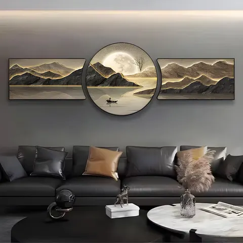 山水 单幅 装饰画 新中式 客厅背景墙挂画 晶瓷画