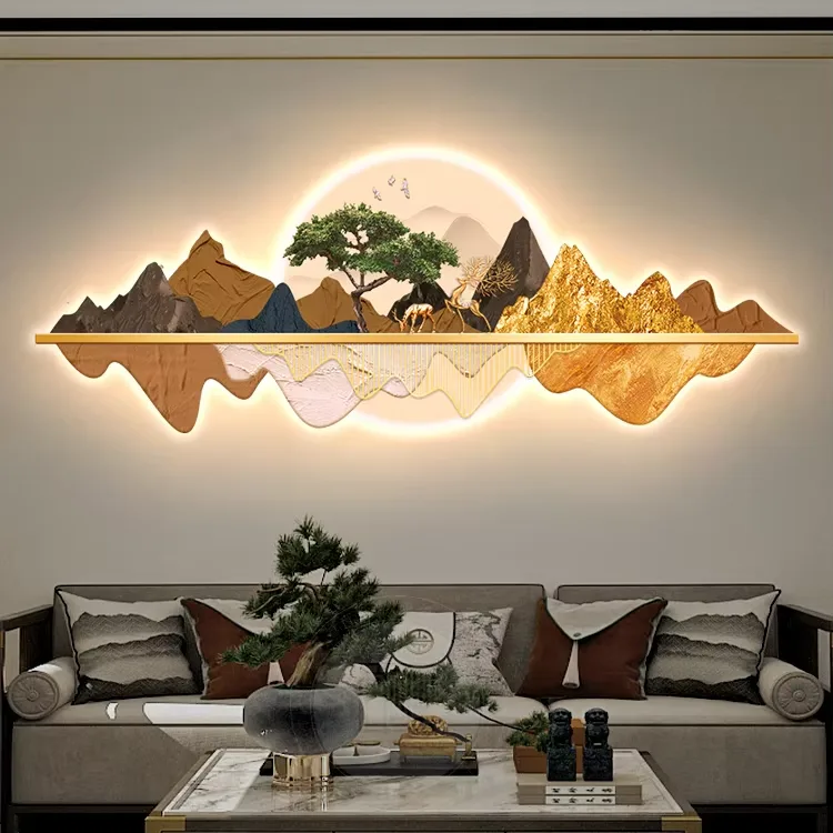 抽象 单幅 装饰画 新中式 客厅背景墙挂画 晶瓷画