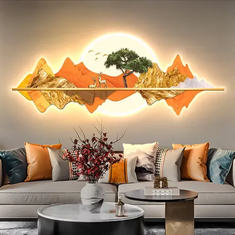 抽象 单幅 装饰画 新中式 客厅背景墙挂画 晶瓷画