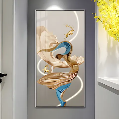 抽象 单幅 装饰画 新中式 玄关背景墙挂画 晶瓷画