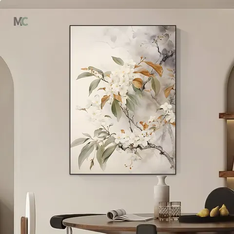 繁花 单幅 装饰画 新中式 卧室背景墙挂画 晶瓷画