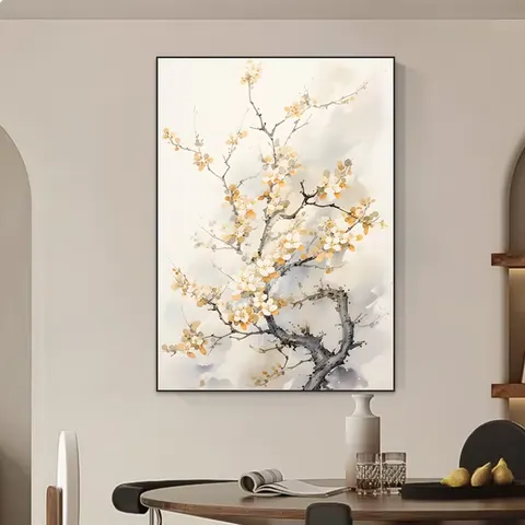繁花 单幅 装饰画 新中式 卧室背景墙挂画 晶瓷画