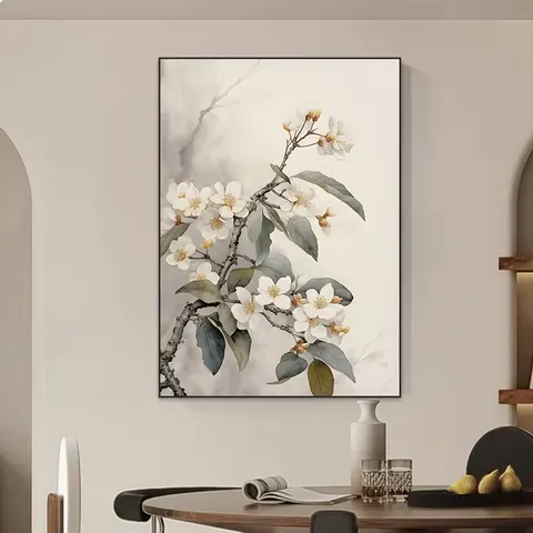 繁花 单幅 装饰画 新中式 卧室背景墙挂画 晶瓷画