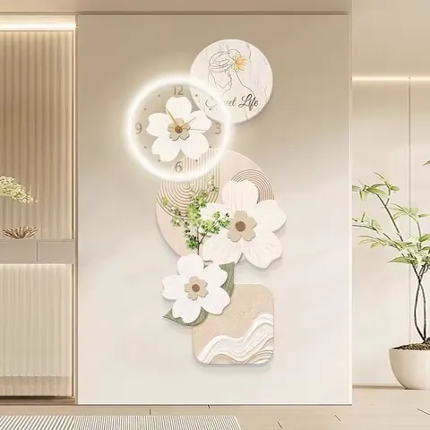 繁花 单幅 装饰画 现代简约 客厅背景墙挂画 LED带灯画