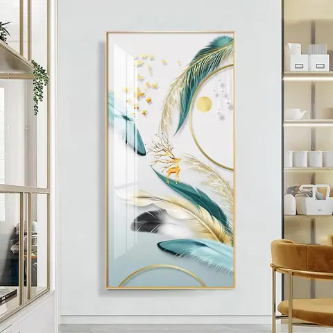抽象 单幅 装饰画 轻奢风 玄关背景墙挂画 LED带灯画