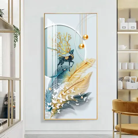 抽象 单幅 装饰画 轻奢风 玄关背景墙挂画 LED带灯画
