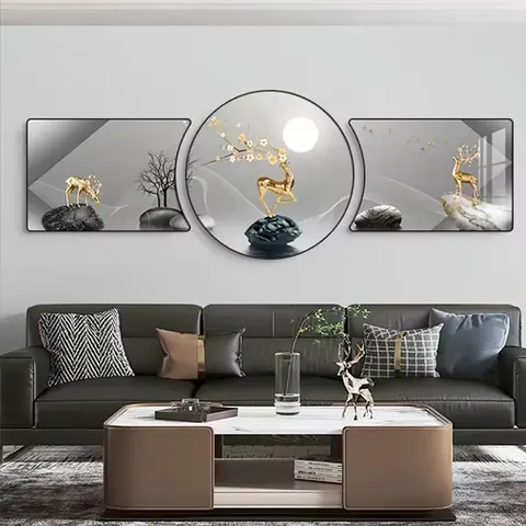 抽象 单幅 装饰画 现代简约 客厅背景墙挂画 LED带灯画