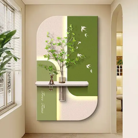 植物 单幅 装饰画 奶油风 玄关背景墙挂画 砂岩浮雕