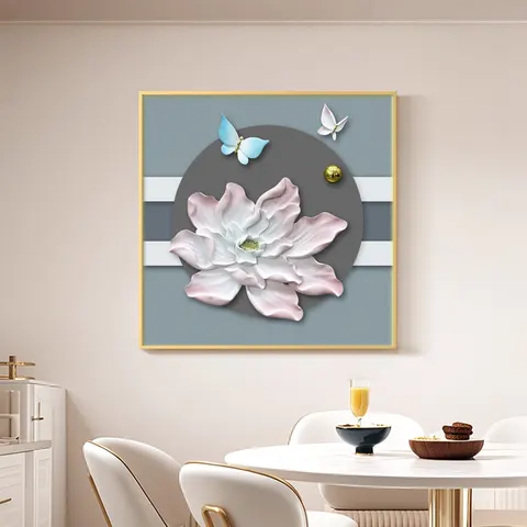 繁花 单幅 装饰画 现代简约 餐厅背景墙挂画 LED带灯画