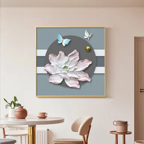 繁花 单幅 装饰画 现代简约 餐厅背景墙挂画 LED带灯画