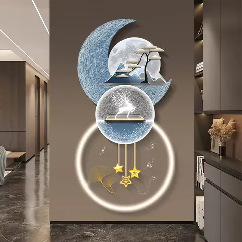 鹿 单幅 装饰画 现代简约 客厅背景墙挂画 LED带灯画